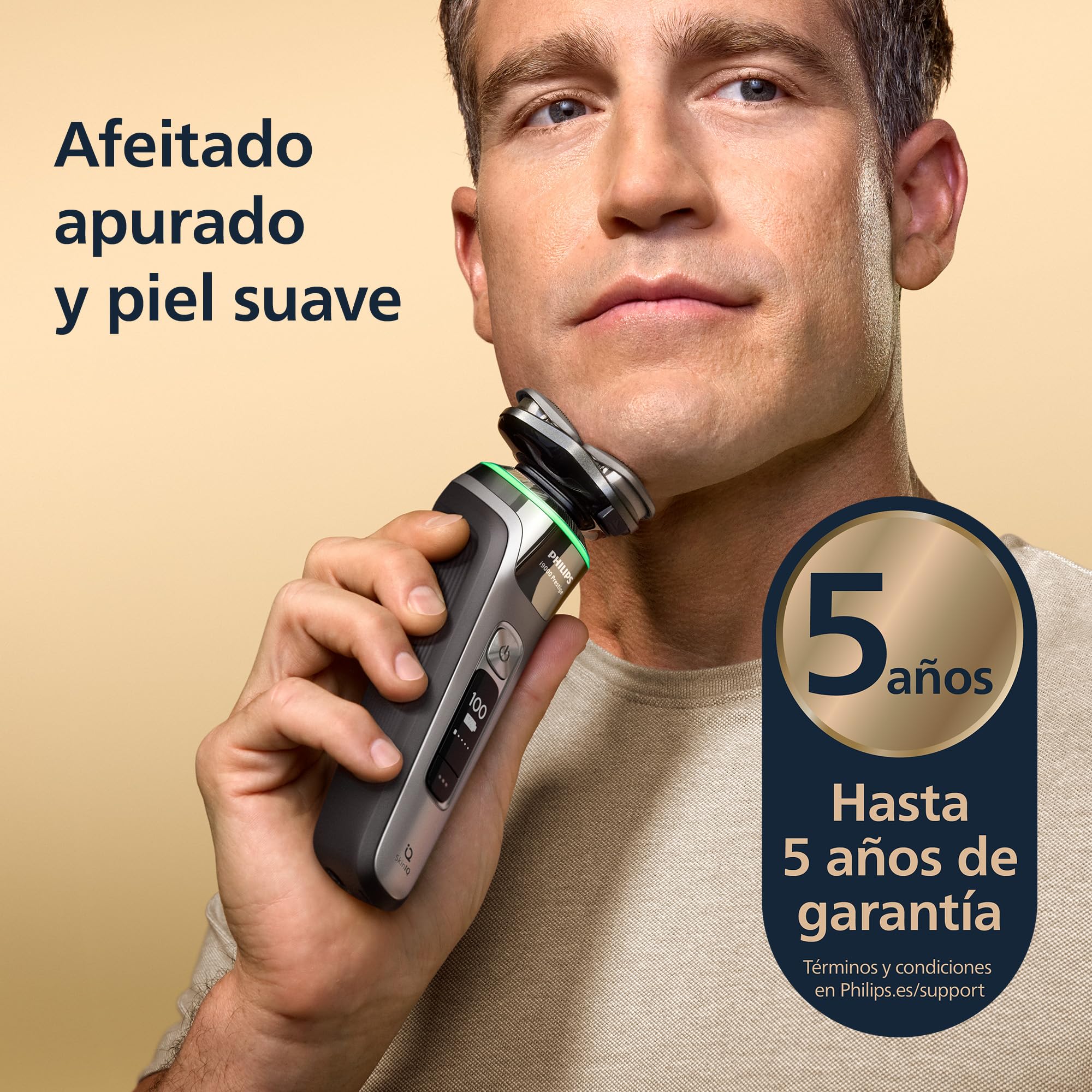 Philips i9000 Prestige, Afeitadora Eléctrica Hombre, Máquina de Afeitar Barba en Seco y Mojado, Tecnología SkinIQ, Base de Carga, Recargable, Estuche, Centro de limpieza, Recortador, XP9202/33