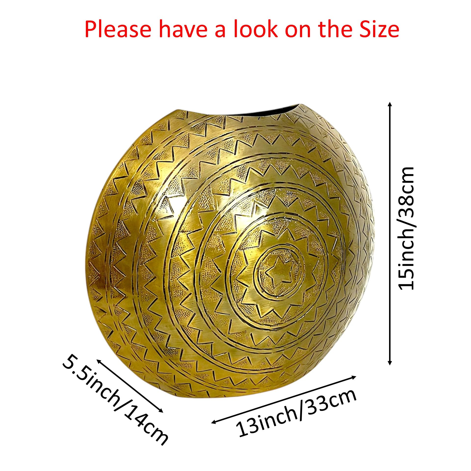Extreme Karigari Metal Flower Vase for Home Decor Bedroom Living Room Office Wedding | Table Decorative Item for Festivals Birthday Brass Antique Finish 4