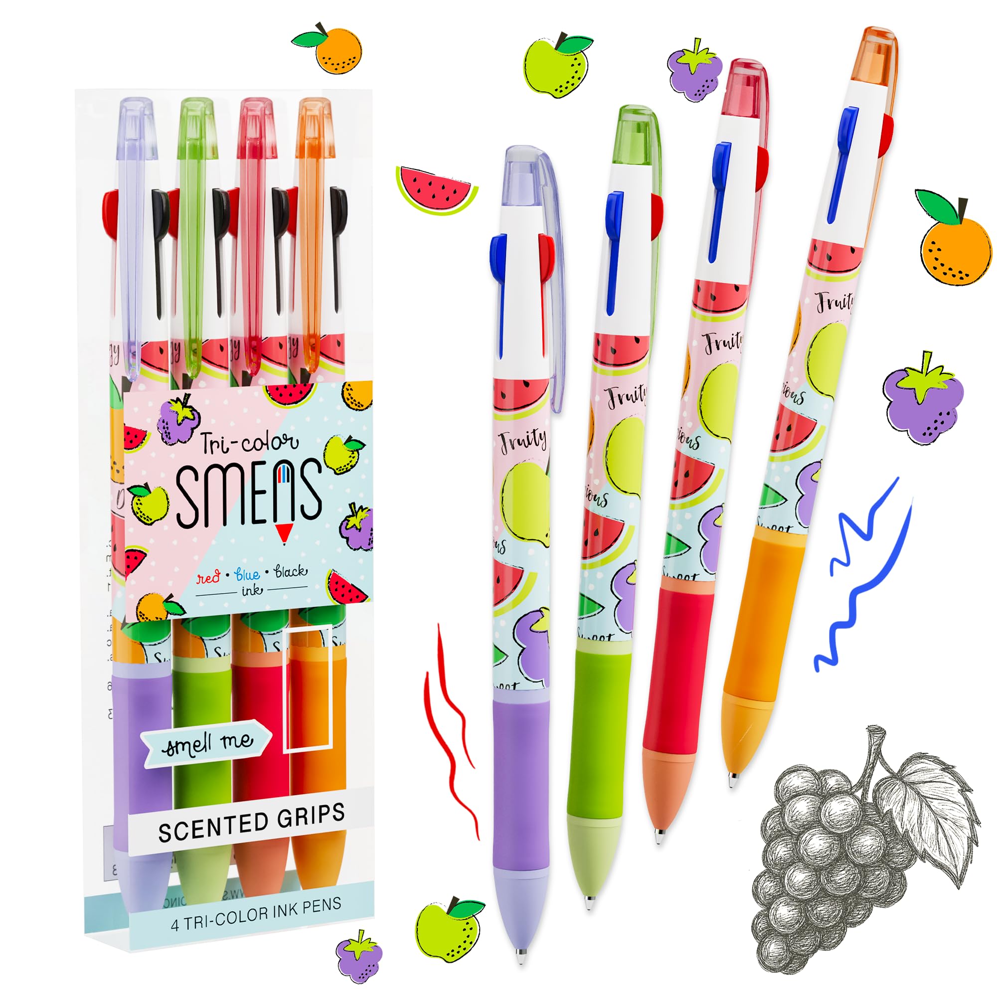 Amazon | Scentco 3カラー スメン 香り付き ペン 4本 パック (赤、青