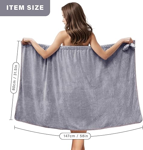 Miniatura 2 de Toallas de baño para mujer, envoltura de spa ajustable para ducha con toalla de baño para el hogar, hotel, camisón para sauna, playa, piscina,