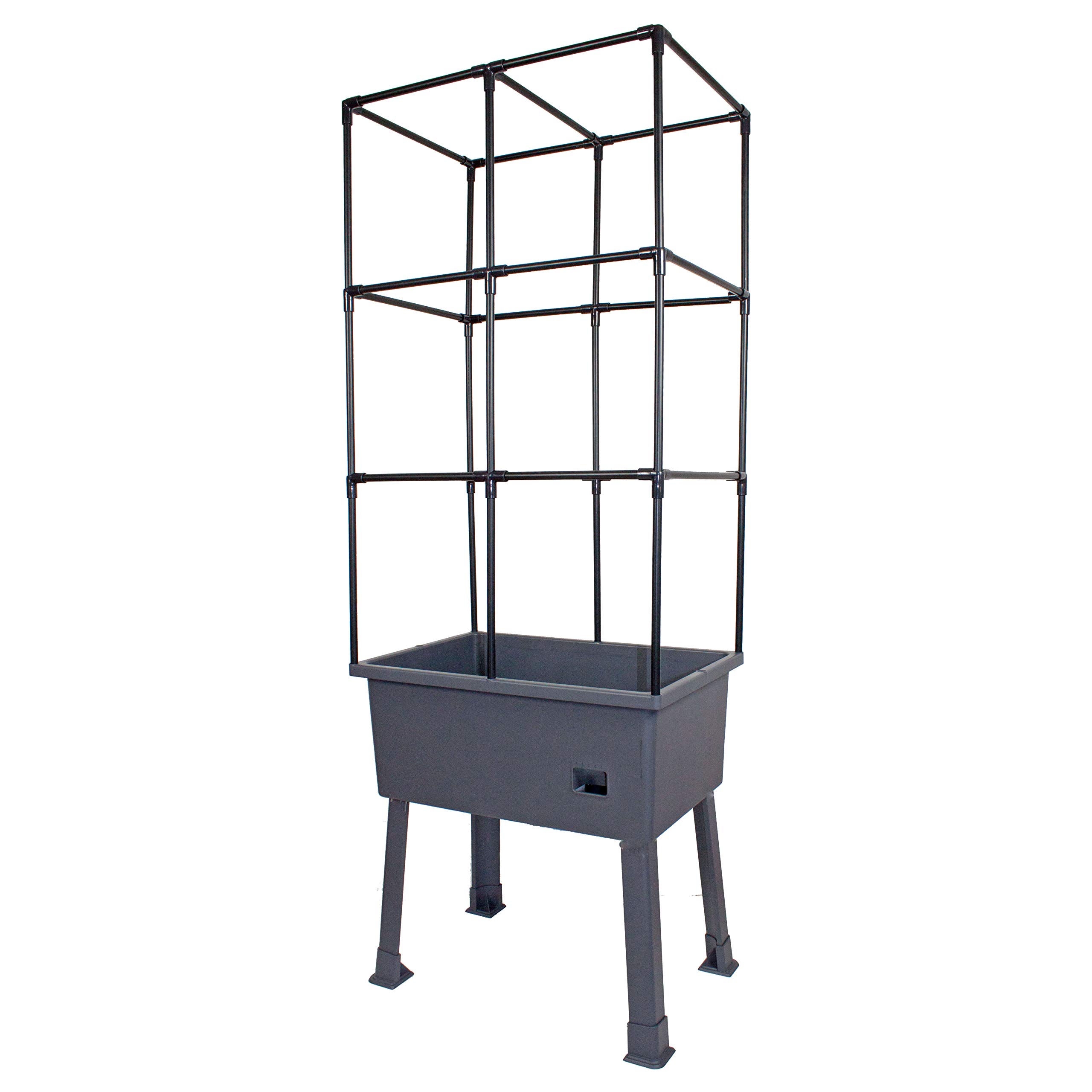 Frame It All Hydroponic Tower with Trellis Frame and Greenhouse Cover, Vertical Garden Planter for Vegetables and Flowers, Self-Watering Garden Tower with 4.35-Gallon Water Storage, 15.75 x 23.5 x 57