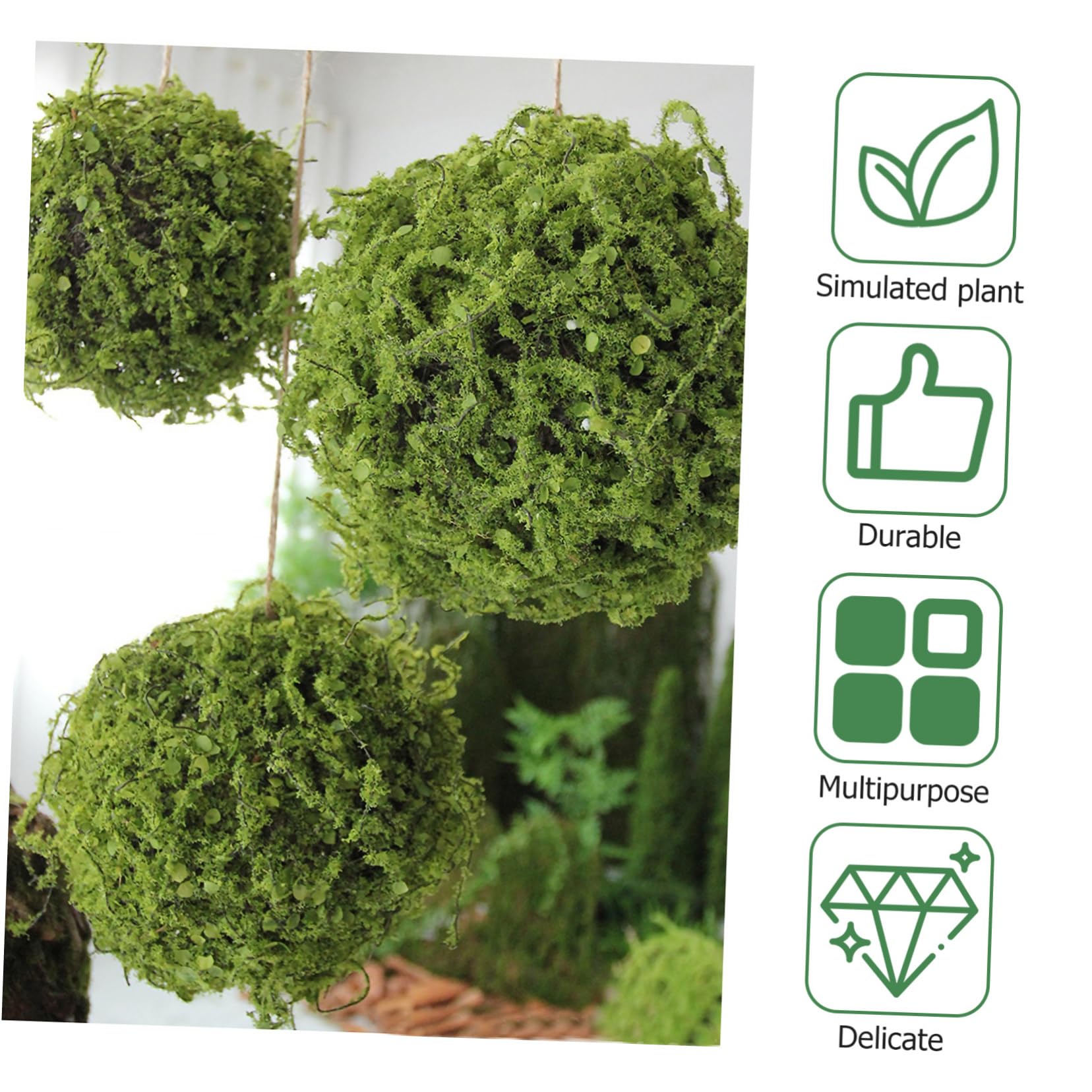 ABOOFAN Piante Artificiali Riutilizzabile Sospese Sfera Topiaria in Plastica Verde 3pezzi Facile da Curare Decorazione Giardino e Festa Outdoor