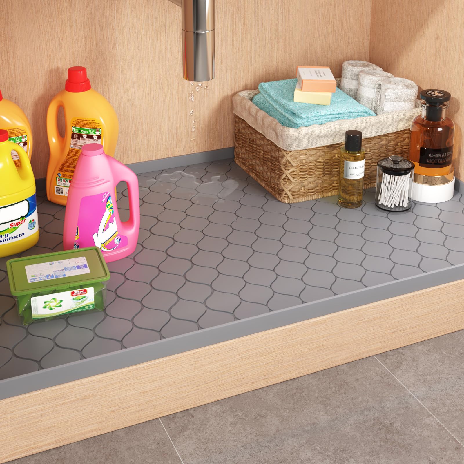 Winisok Silicone Under Sink Mat 22x22 Inch – Waterproof Cabinet & Shelf Liner For Kitchen/Bath