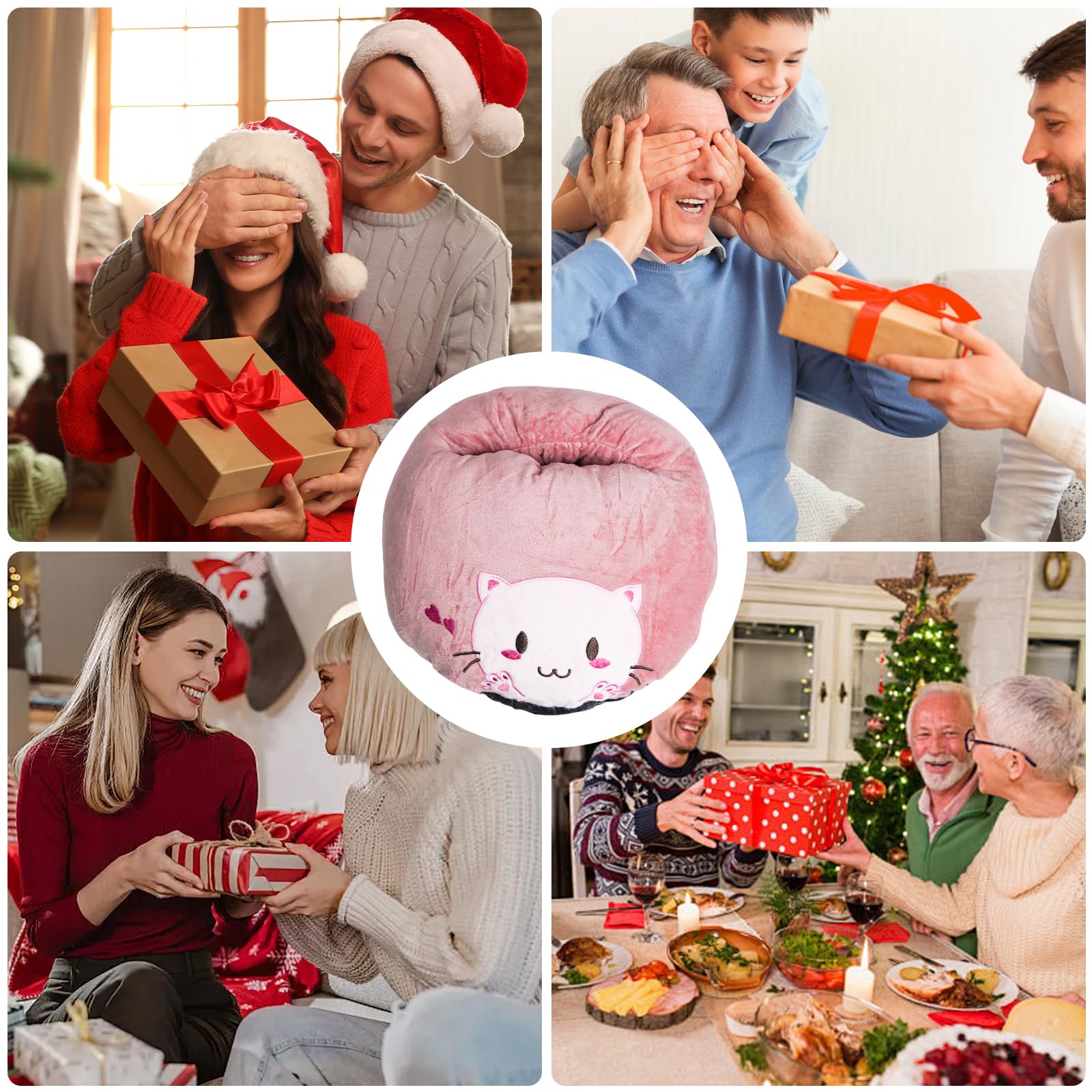 ZONSUSE Calentador de Pies con Diseño de Gato, Calentador Pies Eléctrico 5V 2A USB, Calentadores de Pies de Peluche con Animales, Desmontable y Lavable a Máquina,Regalo para Novia, Chica (Gatito)