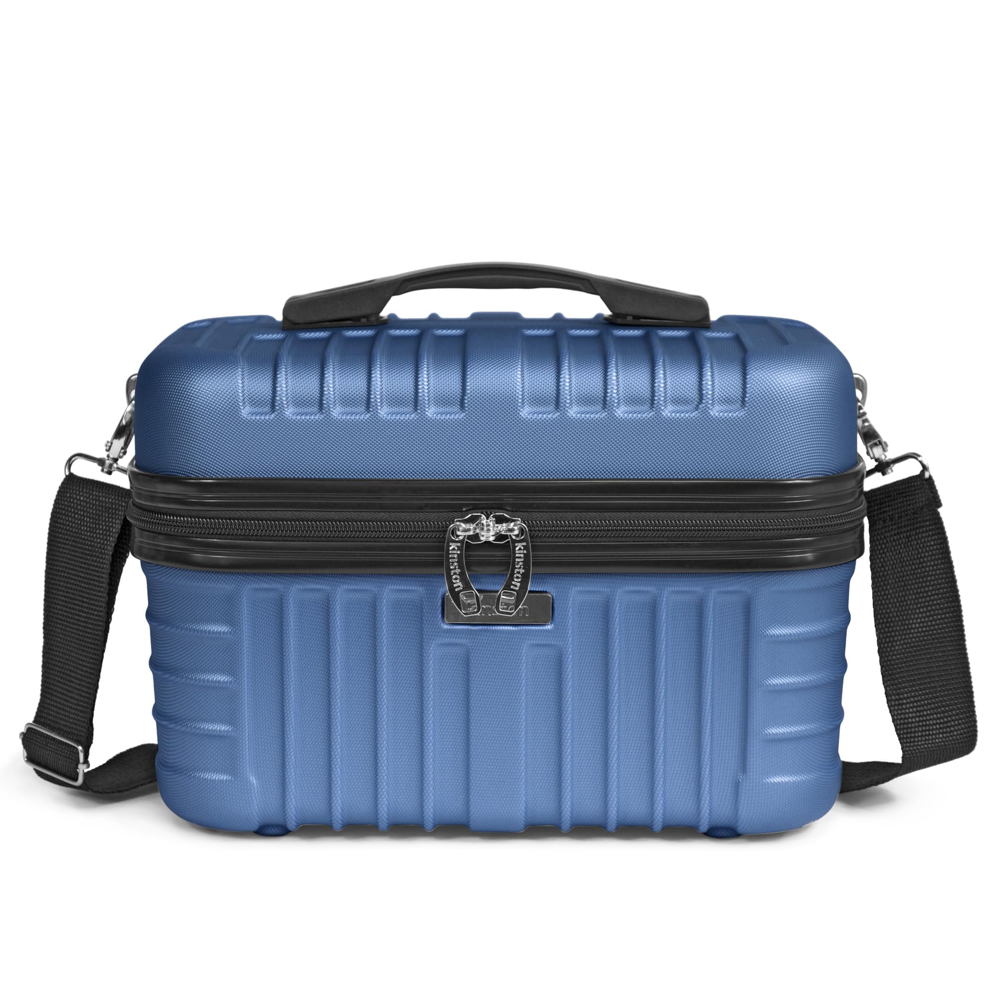 KINSTON Beauty Case Rigido con Tracolla – Borsa da Toilette da Viaggio Donna – Grande Capacità – Scatola Porta Trucco – 32 x 24 x 19 cm – con Manico - Blu scuro
