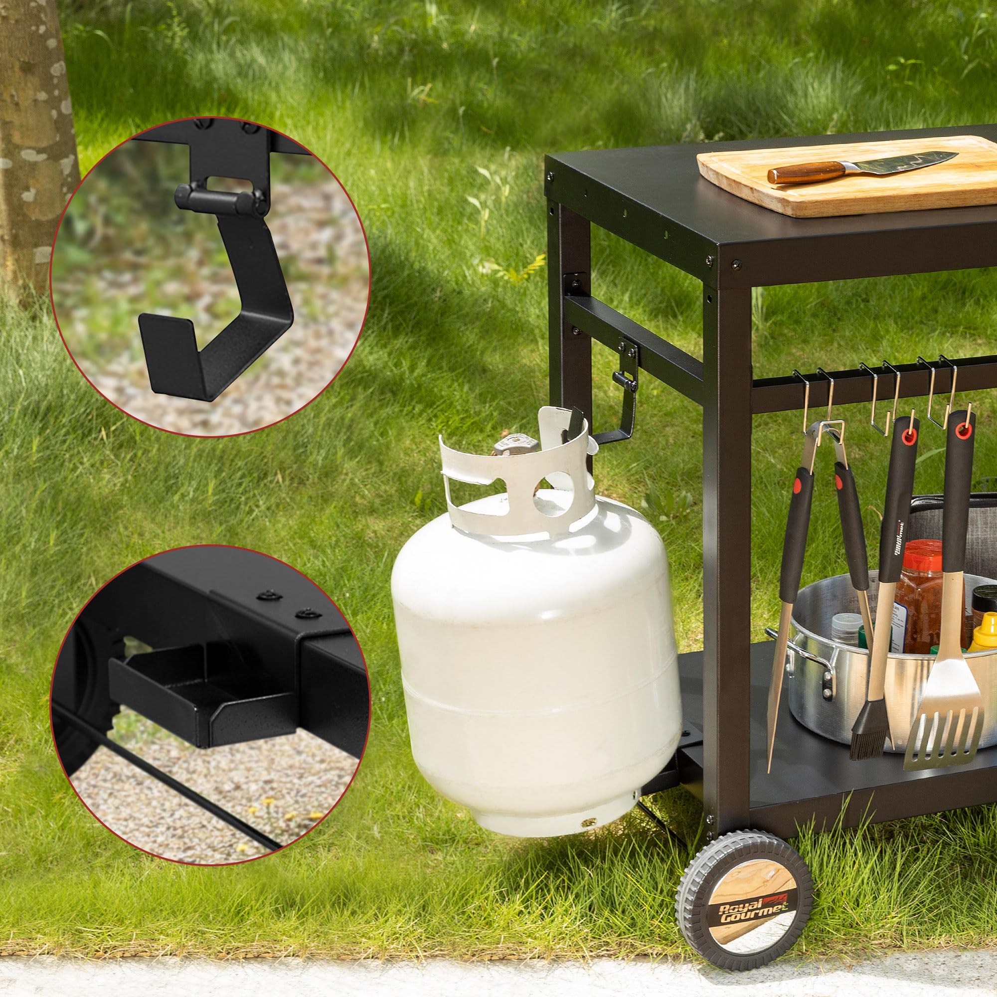 Royal Gourmet Grillwagen Multifunktioneller Arbeitstisch Outdoor BBQ Servierwagen 85x50cm