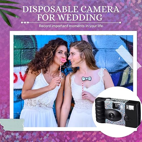 Miniatura 7 de Treela Paquete de 6 cámaras desechables para boda, despedida de soltera, de un solo uso, cámara flash de 1.378 in para cumpleaños, concierto,