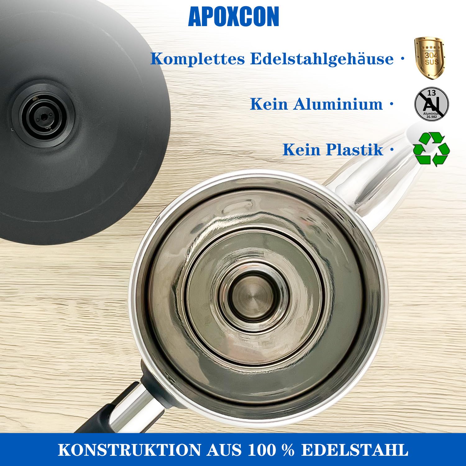 APOXCON Cafetera eléctrica para 12 tazas, cafetera de acero inoxidable (304) con botón de tapa de cristal e interruptor de encendido/apagado