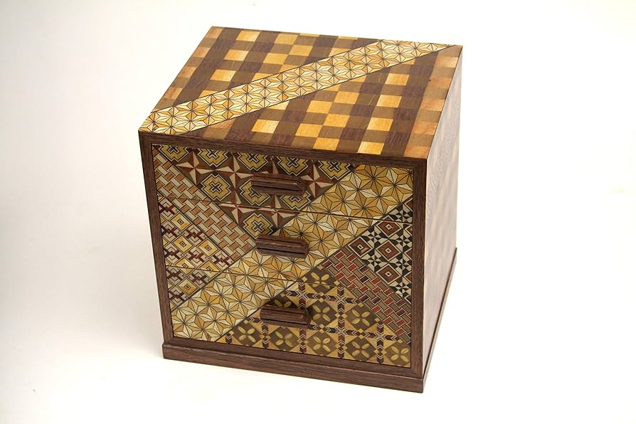 箱根寄木細工 三段引き出し収納 寄木三ツ引き出し | 小引き出し