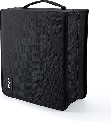Miniatura 5 de LIOVODE Funda para DVD con capacidad para 200 DVDs y 100 folletos, carpeta de almacenamiento de CDBlu-ray con insertos para folletos, organizador de