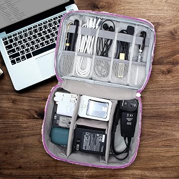 Kabeltasche Kabel Organizer für Reise Elektronik Tasche Ladekabel Aufbewahrung Travel Organizer (Lila)