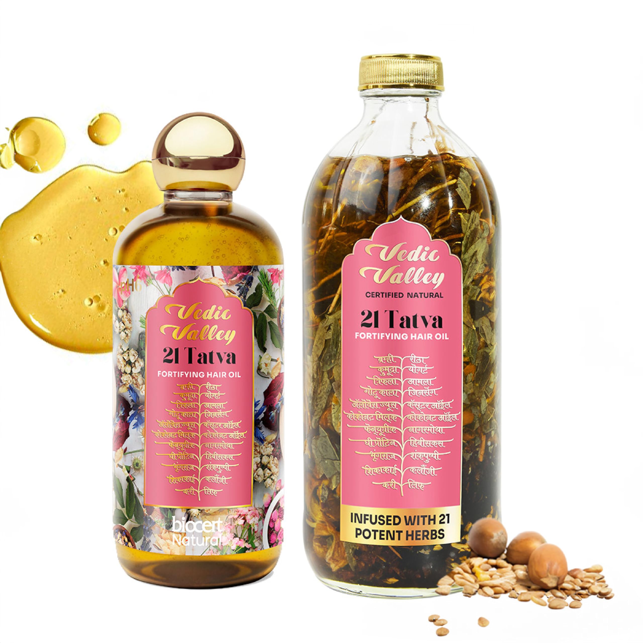 Vedic Valley Ayurvedic 21 Tatva Hair Brew Oil for Dandruff Control & Strengthening Hair| 400ml x 2 | Promotes Hair Growth & Delays Greying with Amla, Hibiscus &Coconut | Herbal Hair Oil for Men&Women