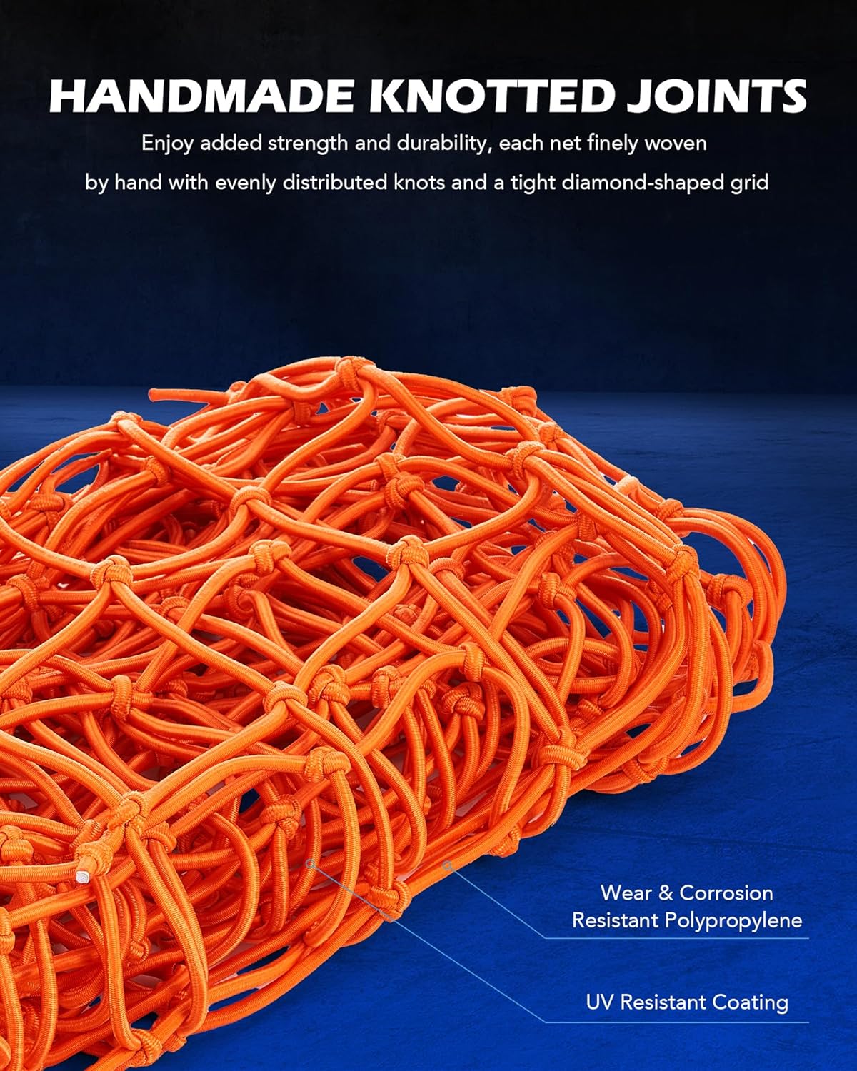 Orion Motor Tech Small Cargo Net, 3'x4' Cargo Net for Roof Rack with 4"x4" Small Mesh, 6'x8' Max Size Truck Bed Net with Locking Carabiners, Straps, Automotive Cargo Net (3 x 4 ft., Orange)