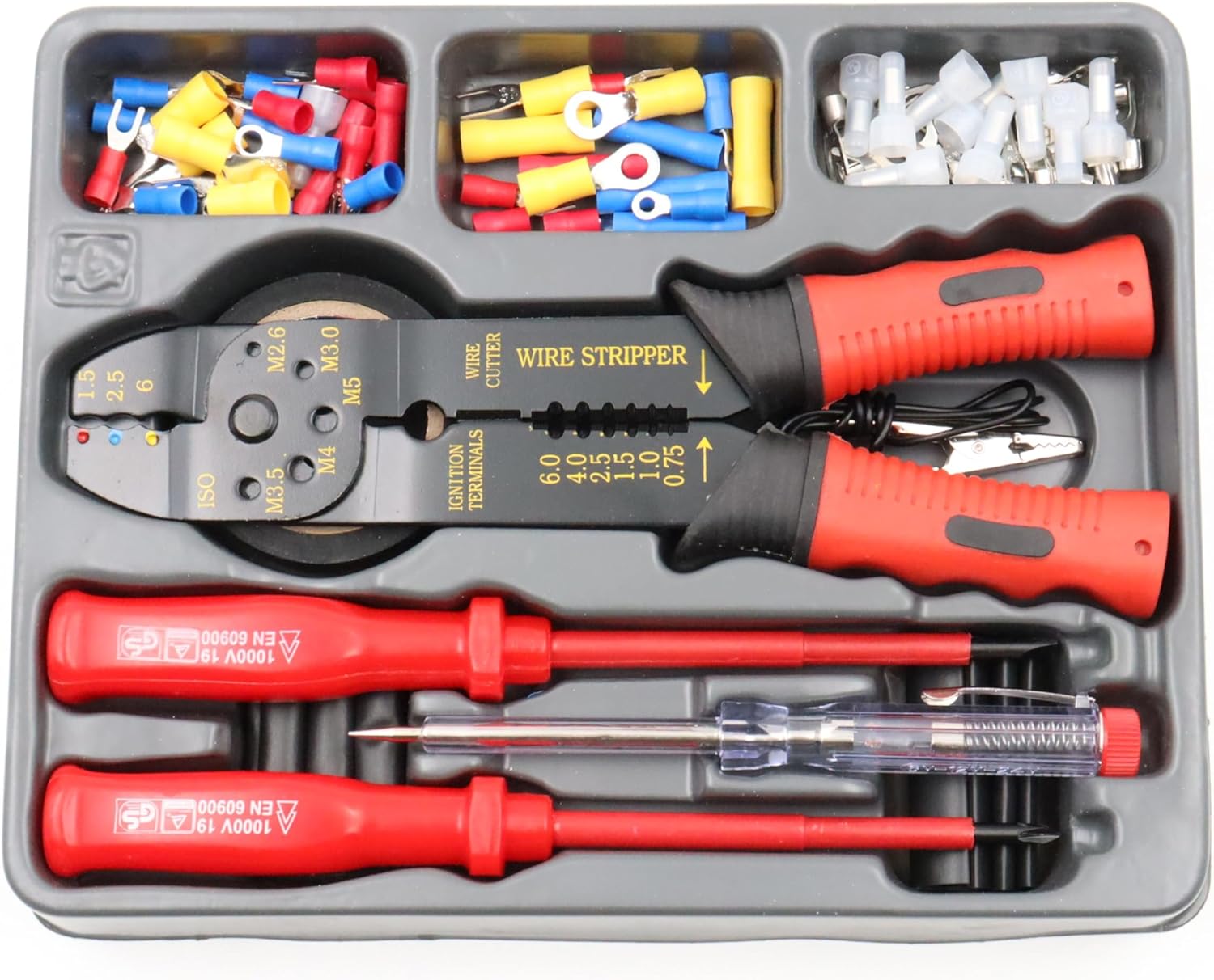 Hilka Tools 28606081 81 pce Crimping Tool Set, Red/Black, Set of 81 Pieces