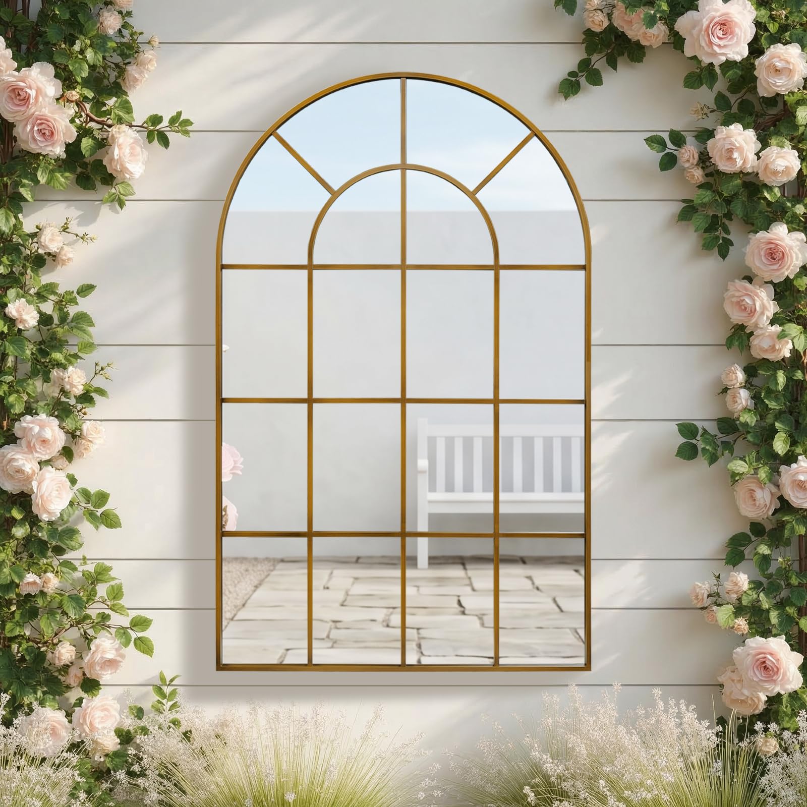 Reflix Garden Outdoor Mirror, 120 x 75 cm Wall Mirrors for Decor, Window Mirror with Aluminum Frame for Hallway,Living Room,Bedroom, Entryway, Bronze — image 1