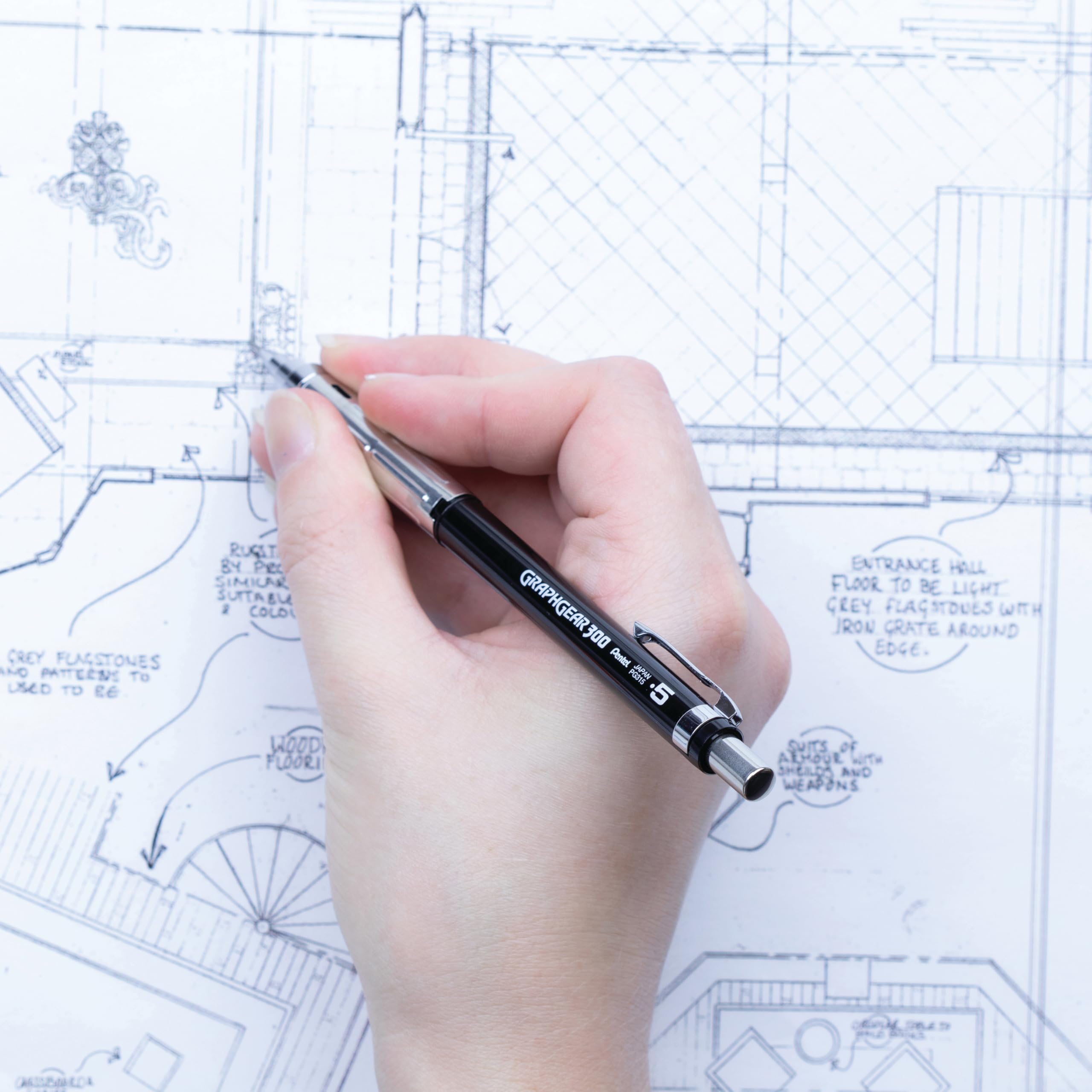 Pentel GRAPHGEAR 300 PG315 Druckbleistift Technik, 0,5 mm, Gehäuse schwarz blickdicht