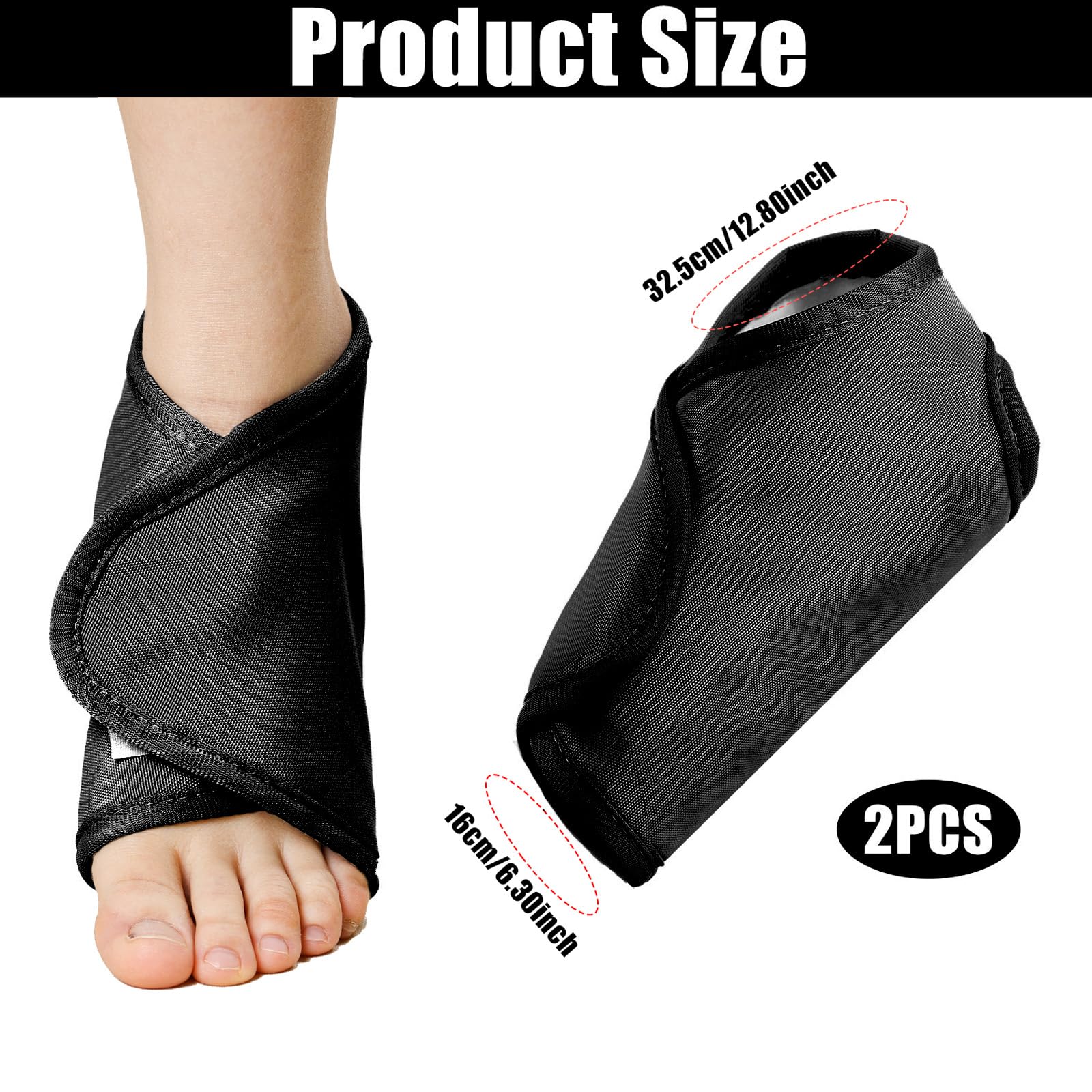 PEUTIER 2pcs Ankle Castor Oil Pack, Comfortable Castor Oil Pack Wrap for Feet Castor Oil Compress Wrap for Women Foot Ankle Support, Castor Oil Not Included(Black)