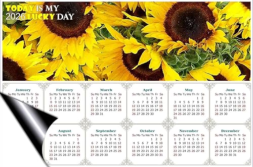 Miniatura 2 de 2024 - Imanes de calendario - Today is my Lucky Day - Resistente a la decoloración, desgarros y agua - Girasoles