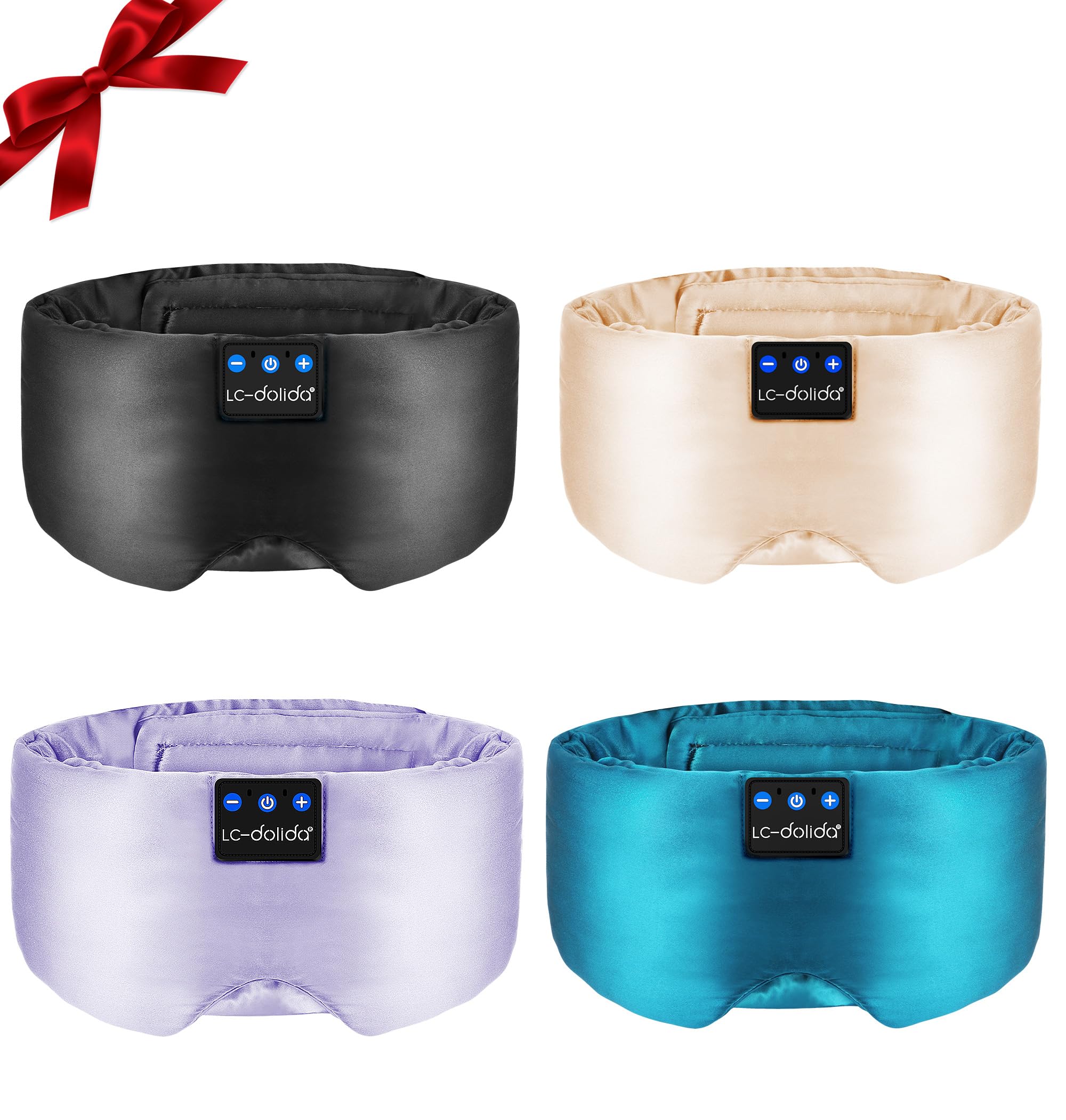 LC-dolida Luxurious Silk Soft Sleep Mask Sleep Headphones with Bluetooth 5 4 for Side Sleeper Total Blackout Eye