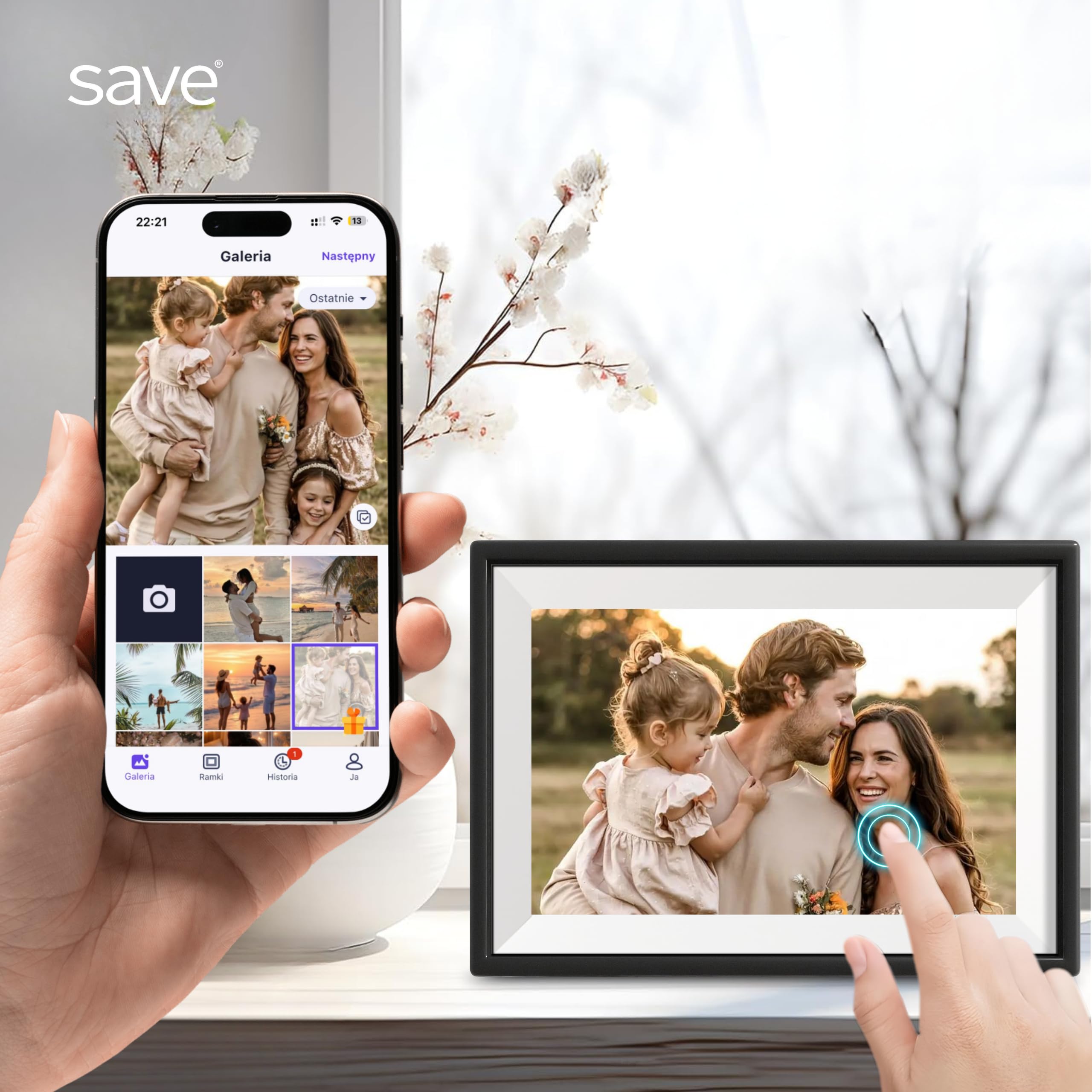 Cyfrowa ramka na zdjęcia Wi-Fi 10,1", ekran dotykowy HD IPS, dotykowy ekran, elektroniczna ramka na zdjęcia z pamięcią 16GB, automatyczne obracanie zdjęć, udostępnianie zdjęć filmów w dowolnym miejscu