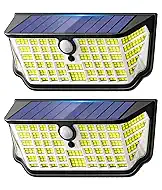 Solar Lights Outdoor Waterproof, 7000K & 326 LED Solar Motion Sensor Outdoor Lights 300° Angle & 3 Lighting Modes, Solar Security Flood Lights for Outside Fence Wall Yard Deck 2 Pack