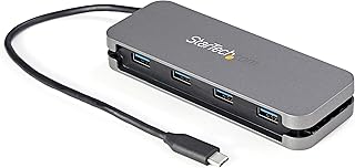 StarTech.com 4 Port USB C Hub - 4X USB-A - 5Gbps USB 3.0 Type-C Hub (USB 3.2/3.1 Gen 1) - Bus Powered Portable USB-C to USB-A Adapter Laptop Hub - 11.2" (28.5cm) Cable w/Cable Management (HB30CM4AB)