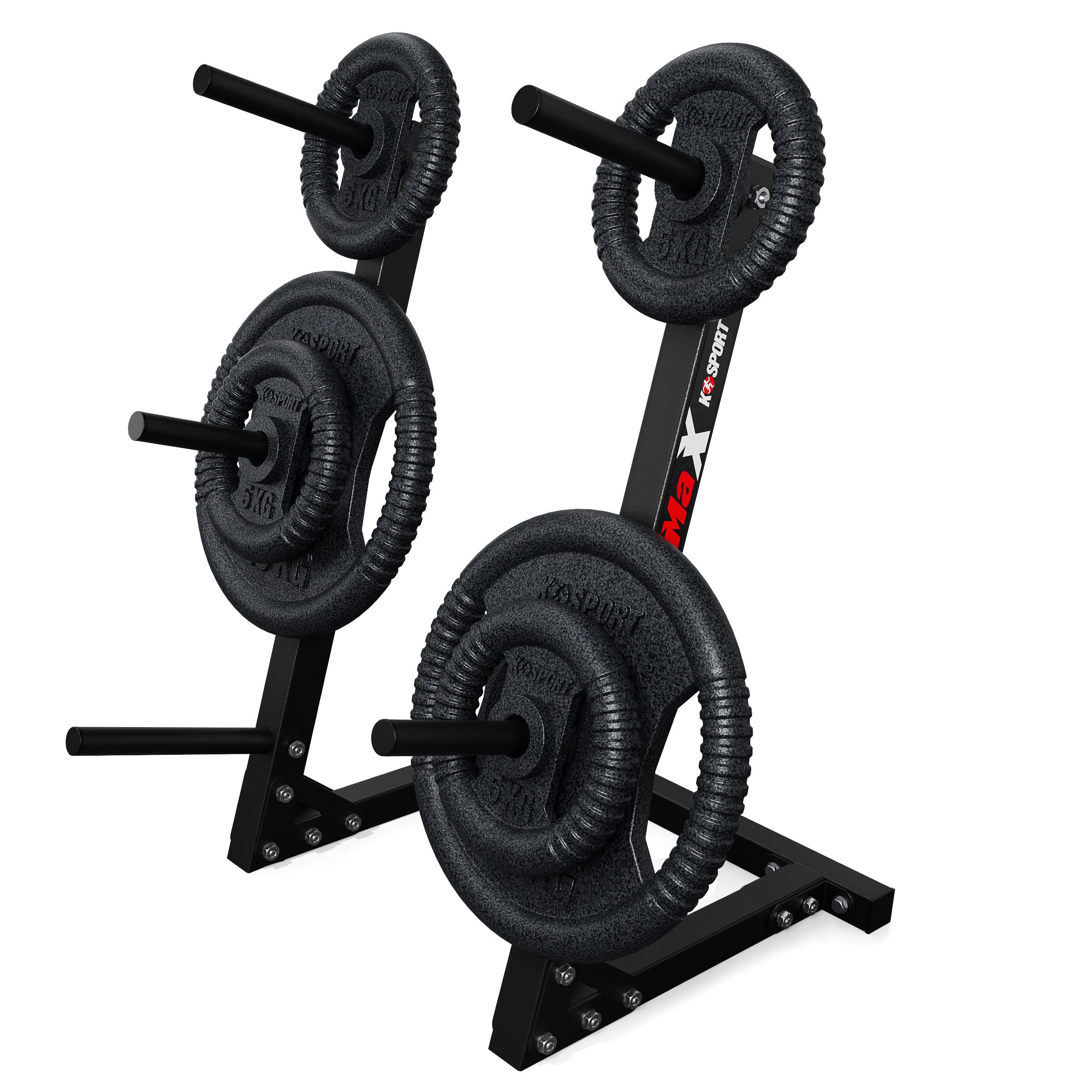 K-Sport: Supporto pesi palestra con una capacità di carico fino a 280kg I 5 barre di carico I Supporto di allenamento per tutti i dischi di peso I Fitness professionale per la casa, E-Book incluso