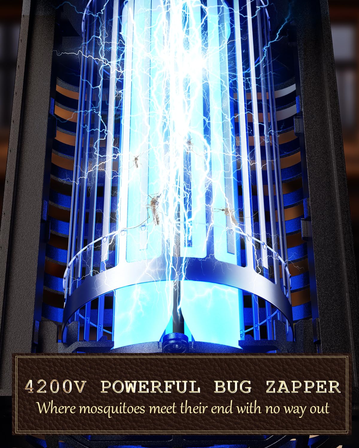 Minimoon Zapper anti-insectes d'extérieur avec double lumières LED, 4200 V, ampoule remplaçable 15 W