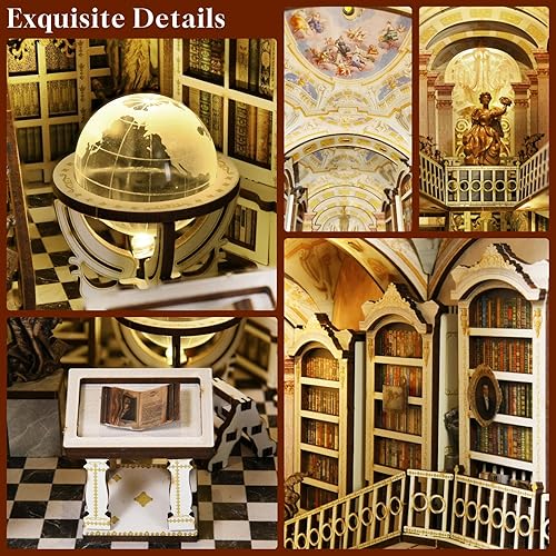 Miniatura 3 de MiniCity Kit de rincón de libros de bricolaje, kit de rincón de libros en miniatura para casa de muñecas, rompecabezas 3D de madera con soporte para