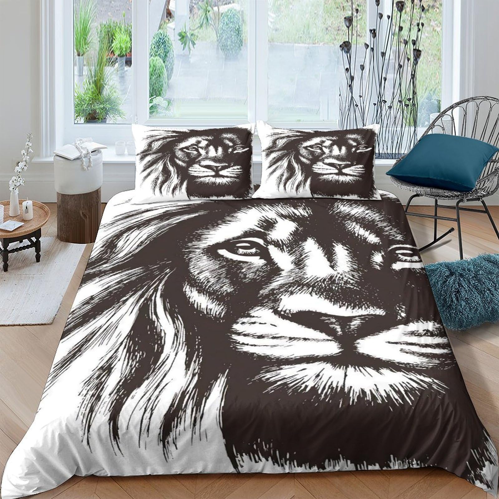 Ctjqhvkz Style-3 3D Printed Lion Face Fitted Sheet Microfiber Soft Anti-Slip Mattress Cover For Bedroom Guest Room Dorm Decor Easy Care Single（135X200cm）