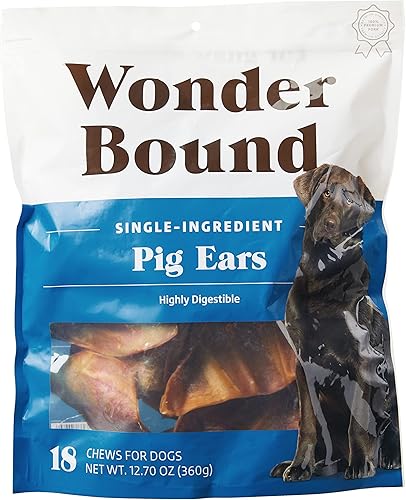 Marca Tienda  Wonder Bound - Golosinas para perros con orejas de cerdo, paquete de 18
