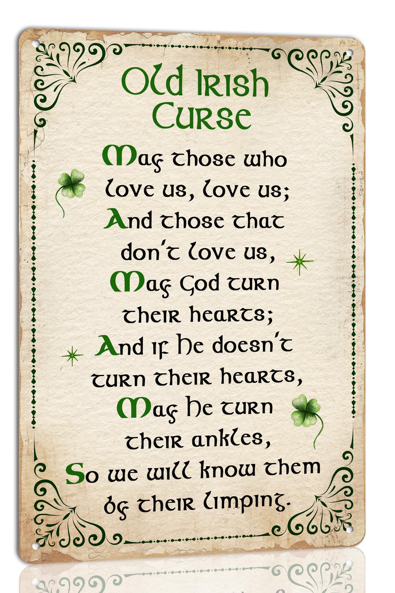SMAZDFXX Old Irish Curse Metal Tin Sign Clover Vintage Poster Wall Art Cafes Farmhouse Home Irish Wall Decor Retro Plaque 5.5"x8"