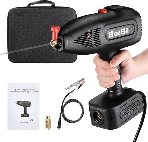 Máquina de soldadura mejorada de mano, Seesii 110 V 220 V pistola de soldadura de arco portátil con pantalla digital LCD IGBT, pistola de soldadura