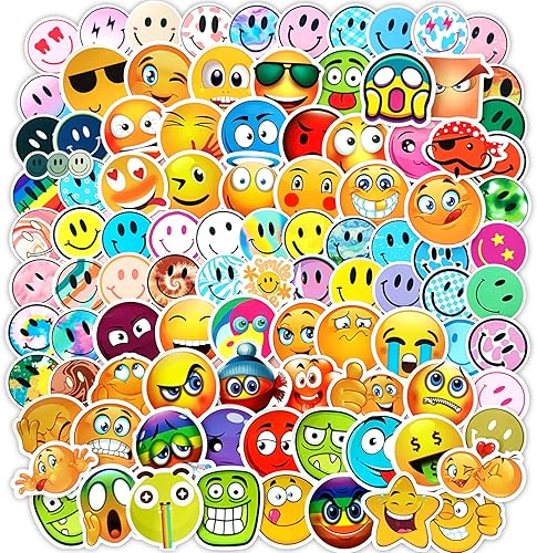 100 calcomanías de cara sonriente para botella de agua vinilo estético impermeable divertido adhesivo de cara para niños adolescentes calcomanías de