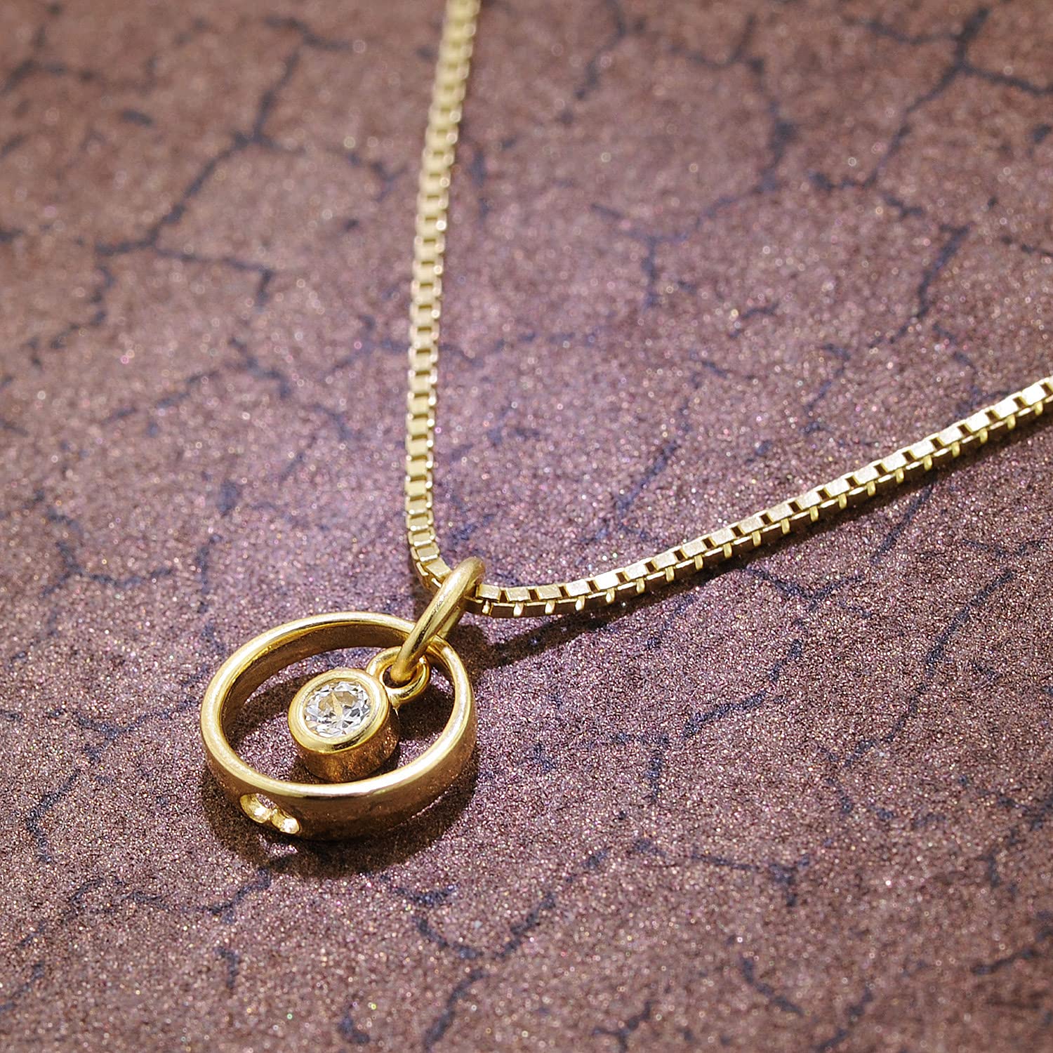 trendor Kinder Taufring-Anhänger Gold 333 mit Vergoldeter Silberkette 51098