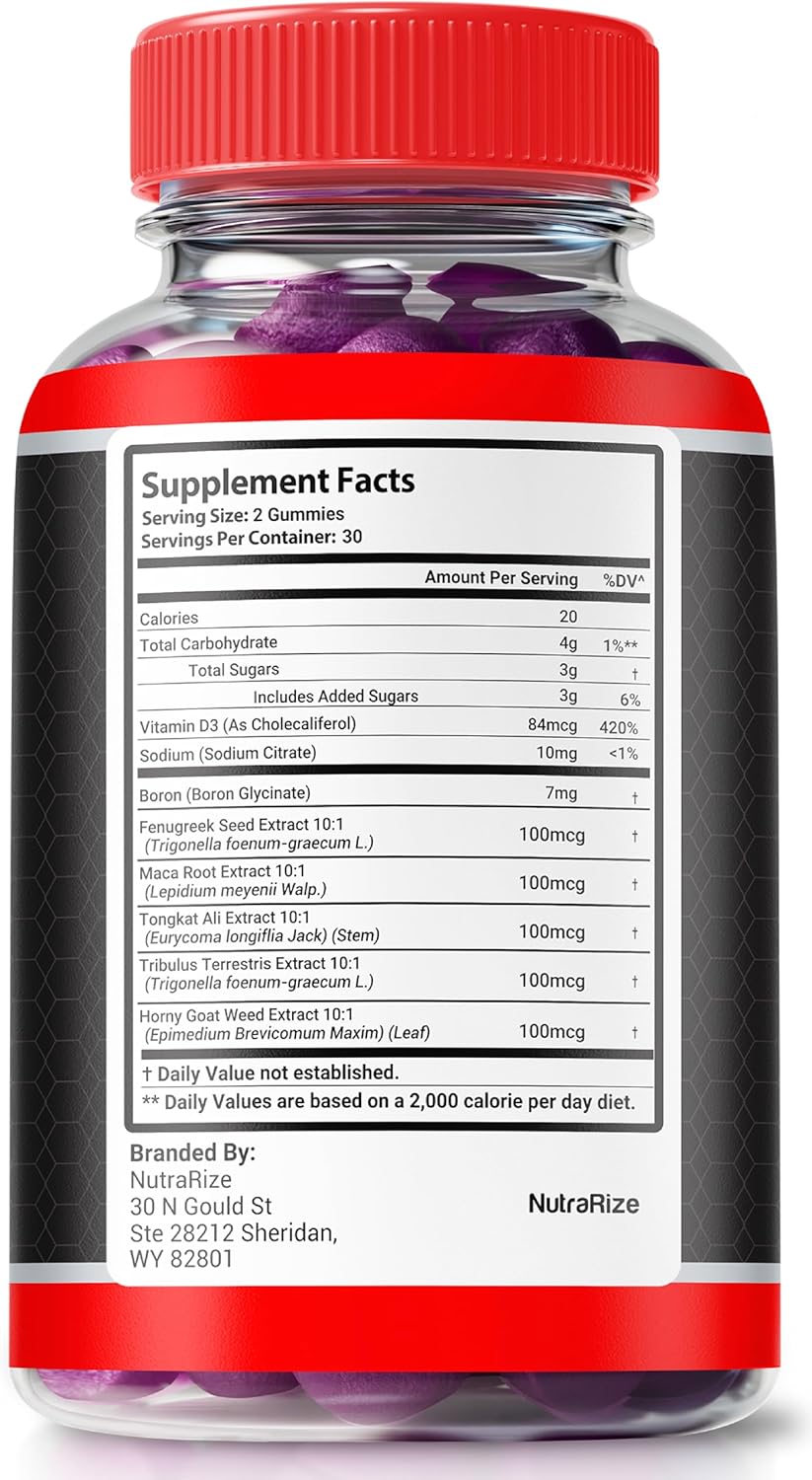 NutraRize Erectasure Gummies for Men – Official ME Formula with Natural Blend to Support Male Energy, Stamina & Performance| Great-Tasting, Easy-to-Chew Gummies for Men’s Well-Being (60 Gummies)