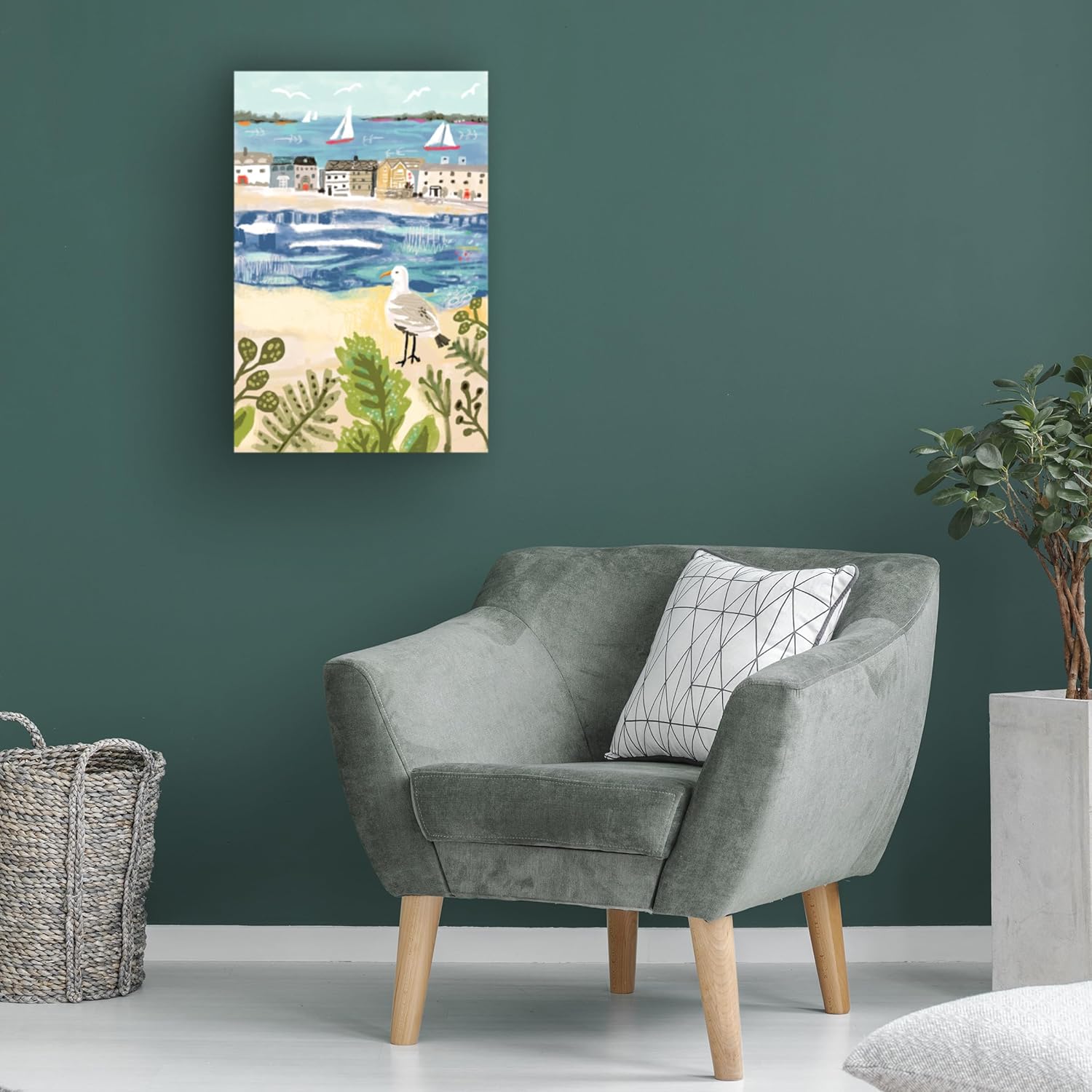 Birds In Beach Town by Karen Fields, 16x24-Inch