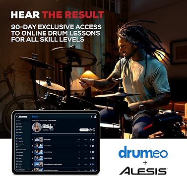Alesis Nitro Ultimate Electric Drum Set with Dual Zone Quiet Mesh Pads, Movable Hi-Hat, 640 Authentic BFD Sounds and 52 Kits, Bluetooth, Drumeo, USB MIDI, Double Kick Compatible | 52 Kits, 640 Plus Sounds, Bluetooth Audio, Movable Stand-Mounted Hi-Hat, USB Midi, Drumeo and Bfd Included