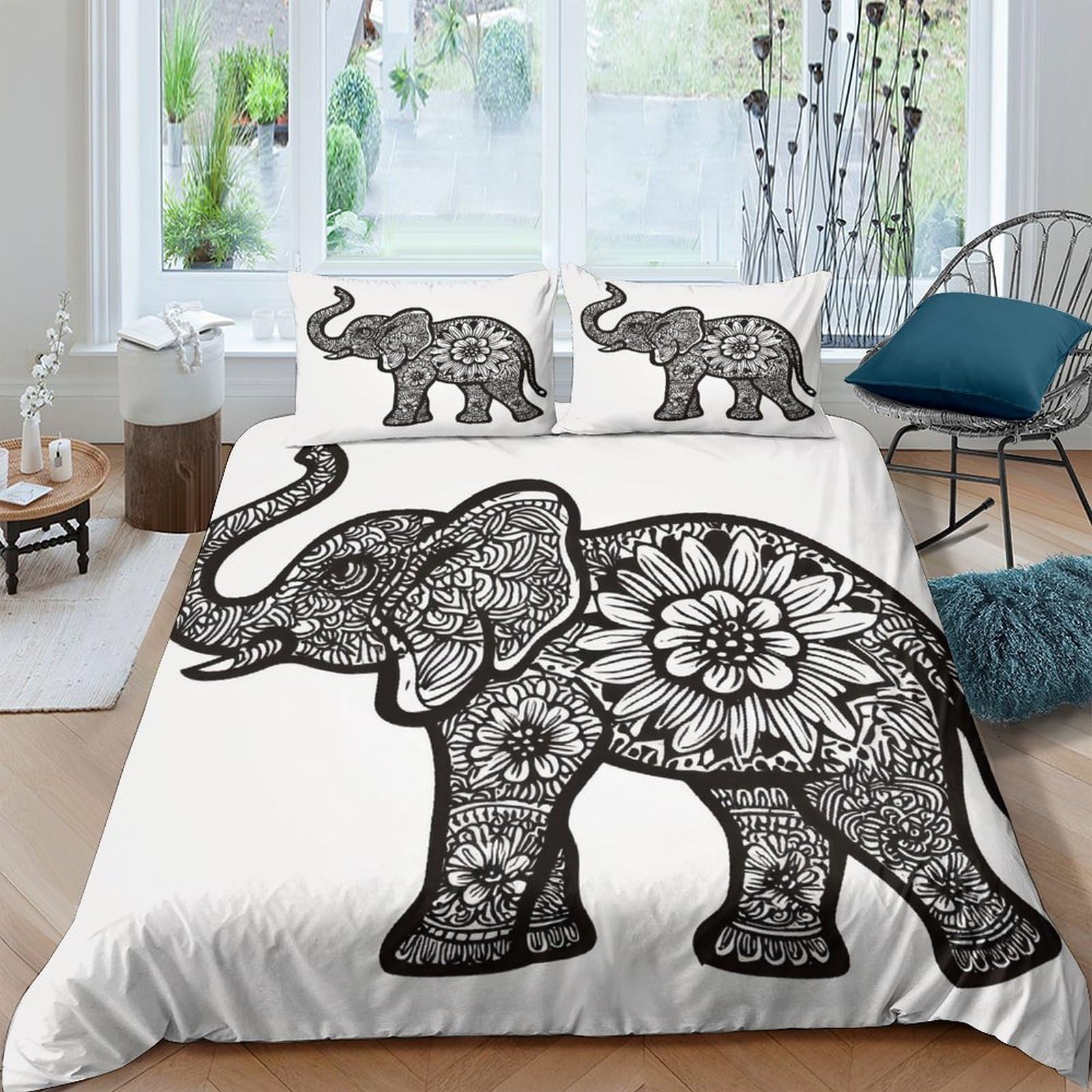 Ctjqhvkz Style-7 3D Printed Mandala Elephant Fitted Sheet Microfiber Soft Anti-Slip Bed Cover For Bedroom Dorm Mattress Protection Decor Single（135X200cm）