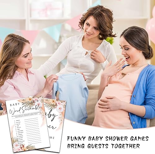 Miniatura 4 de 30 juegos florales bohemios para baby shower con 1 tarjeta de respuesta (5 x 7 pulgadas) – Juego de palabras – Juegos de fiesta de revelación de