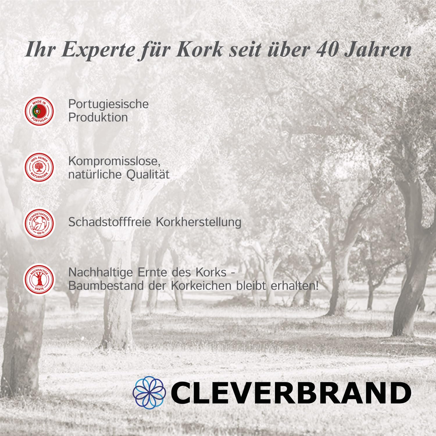 Cleverbrand 3X Schwarzkorkplatte 30x30 cm - 25 mm dick, Naturkork Rückwand für Terrarium, DIY-Projekte & Isolierung, wasserabweisend, aus Portugal