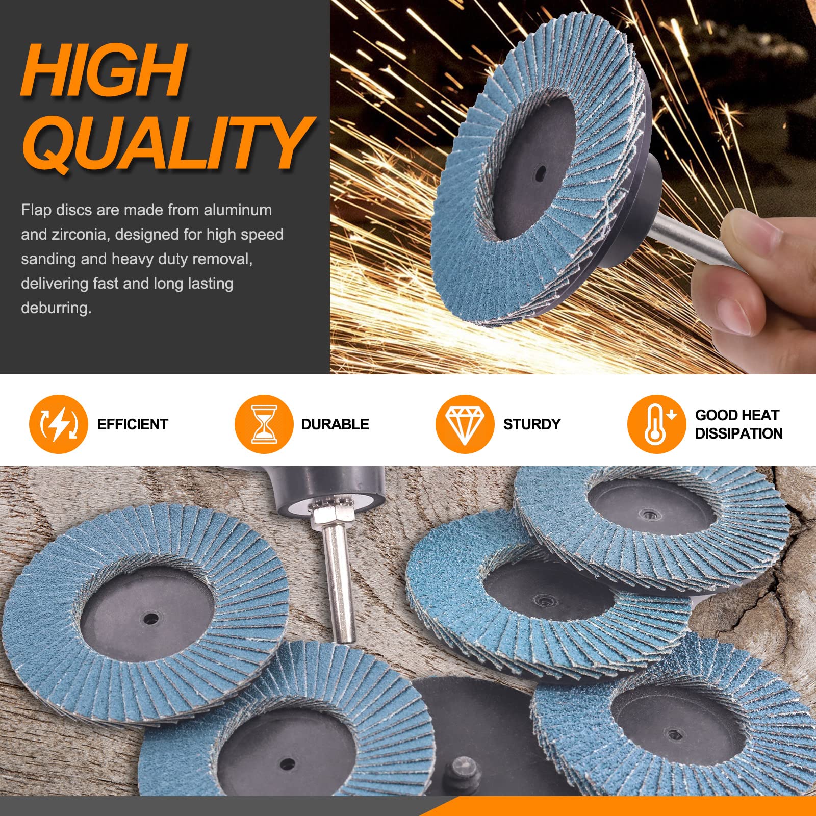 Roloc Discs 50 Pack 2" Zirconia Sanding Discs 40 Grit - Roloc Quick Change For Die Grinders 2 In Disc Diameter Metalworking Quick Change Discs - Foto 8