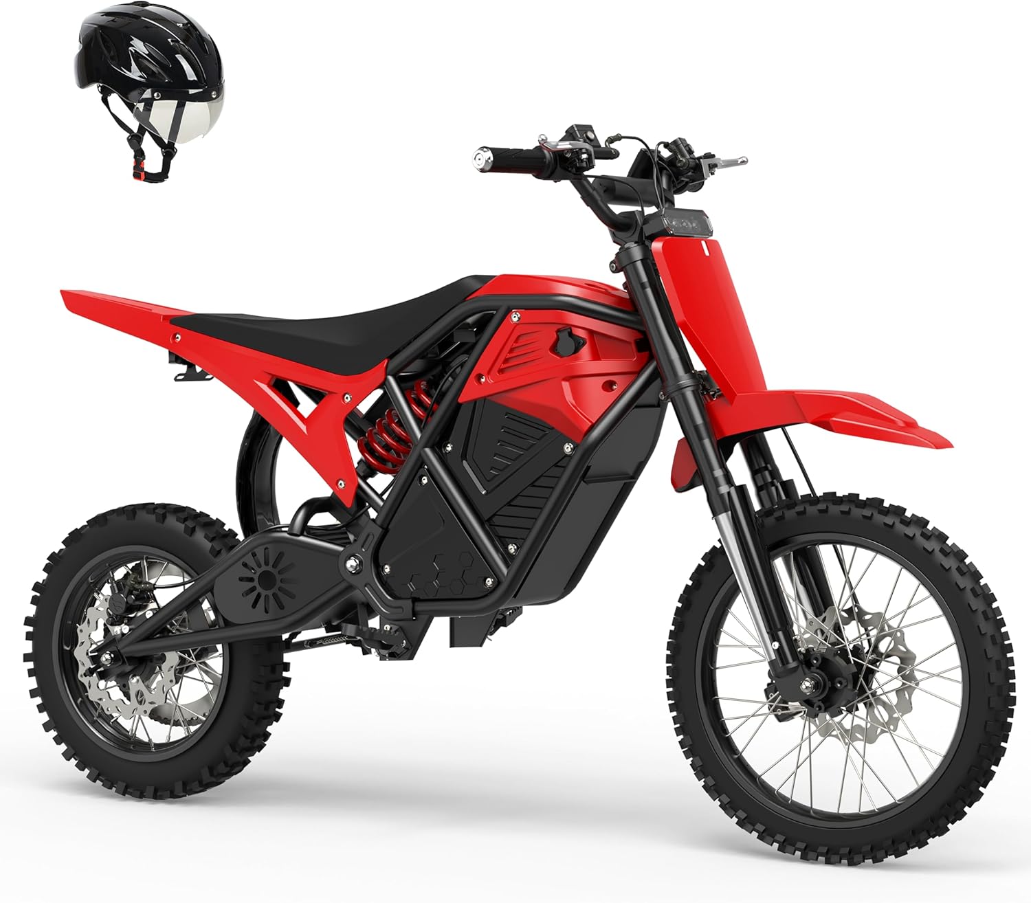 ESKUTE Electric Dirt Bike for Teens Adults, Mid-Drive Motor 3500W Peak, Electric Motorcycle 48V23Ah Battery, Hydraulic Brake，53Mile,38mph, Hydraulic Nitrogen Shock Absorbers, Black with Helmet