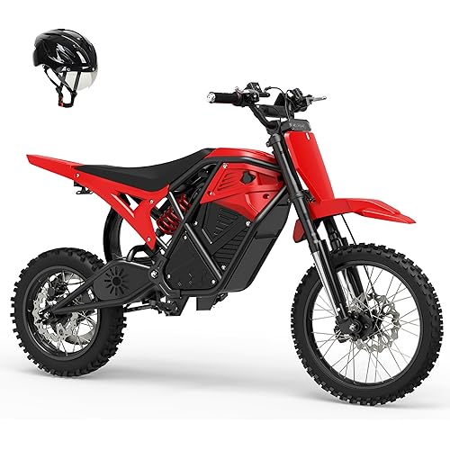 ESKUTE Electric Dirt Bike for Teens Adults, Mid-Drive Motor 3500W Peak, Electric Motorcycle 48V23Ah Battery, Hydraulic Brake，53Mile,38mph, Hydraulic Nitrogen Shock Absorbers, RED