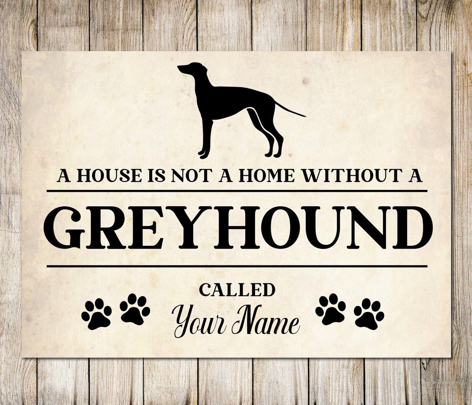 PERSONALISED GREYHOUND Sign Pet Name Dog Homemade Decor Metal Plaque