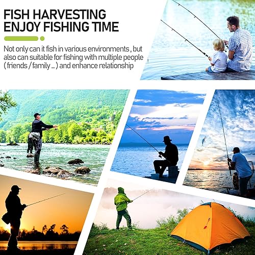 Miniatura 8 de Combo de caña de pescar y carrete, 2 varillas telescópicas de fibra de carbono, carretes giratorios de agua saladadulce con señuelos, línea y bolsa