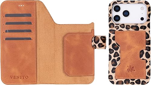Miniatura 12 de Venito Funda tipo cartera para iPhone 15 con tarjetero y bloqueo RFID, funda de cuero para teléfono, funda desmontable de 6.1 pulgadas, Florencia