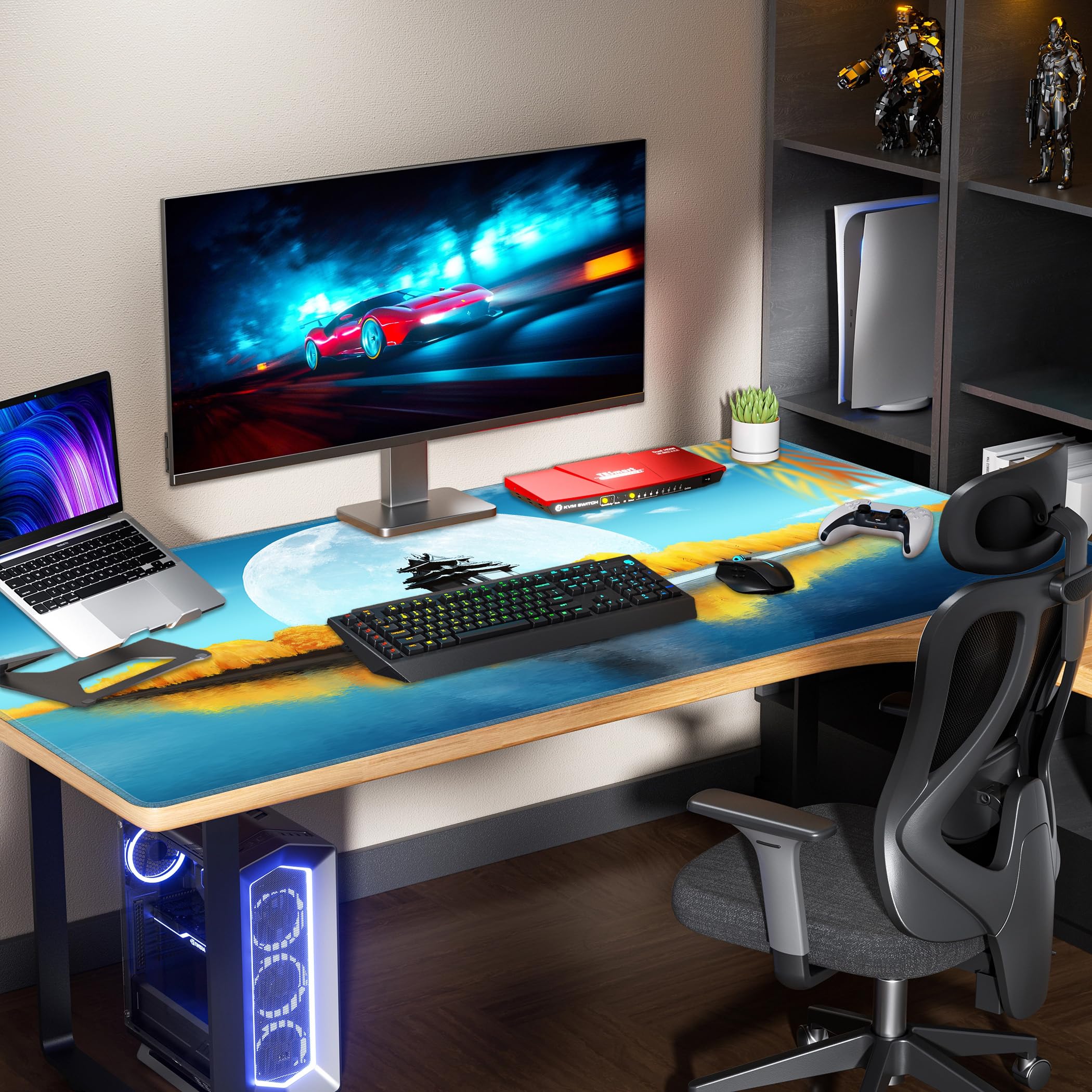 LL-COEUR Alfombrilla de Ratón Grande para Juego Planeta 130x60x0,3cm Almohadilla de Escritorio Teclado Ordenador XXL Speed Gaming Mousepad XXL