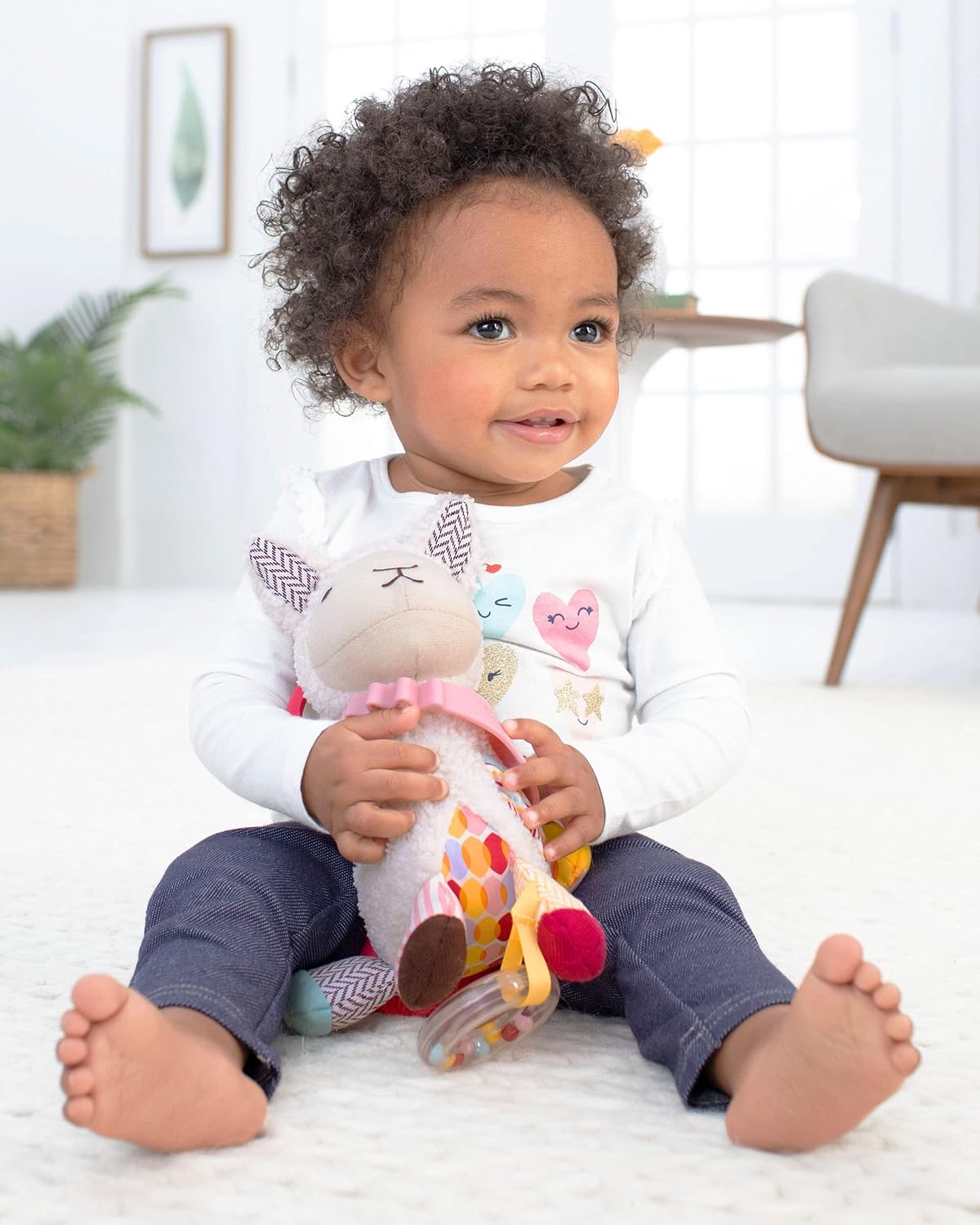 Skip Hop Bandana Buddies Baby Activity and Teething Toy with Multi-Sensory Rattle and Textures, Llama