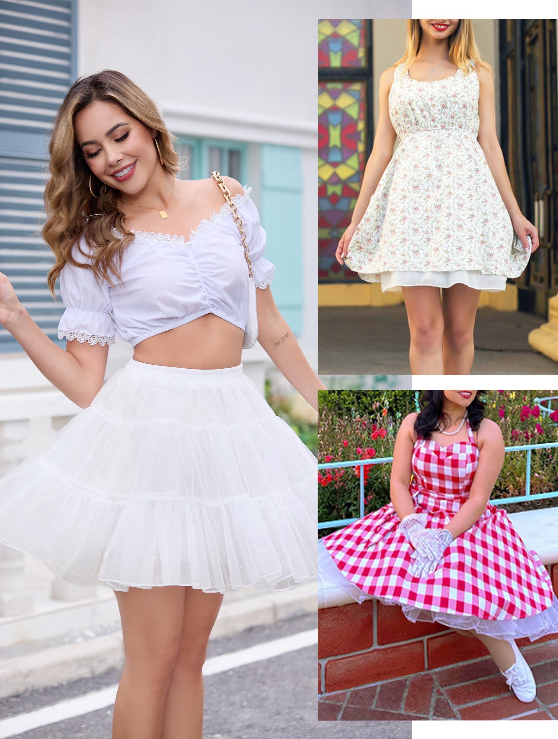 Vlazom Damska halka w stylu lat 50., klasyczna halka o linii A, halka w stylu vintage, rockabilly, spódniczka tutu, do sukni ślubnej, sukni balowej, cosplay, kostium na Halloween, S-3XL